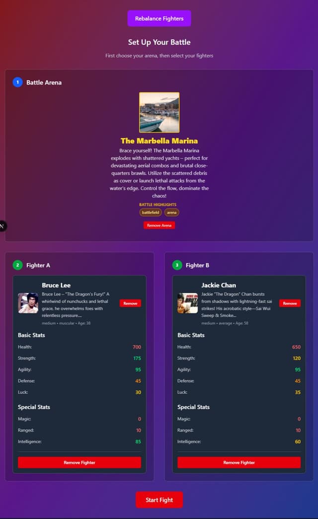 Screenshot showing the Battle Arena