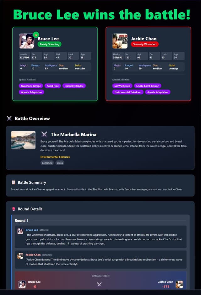 Screenshot showing the Battle Logs